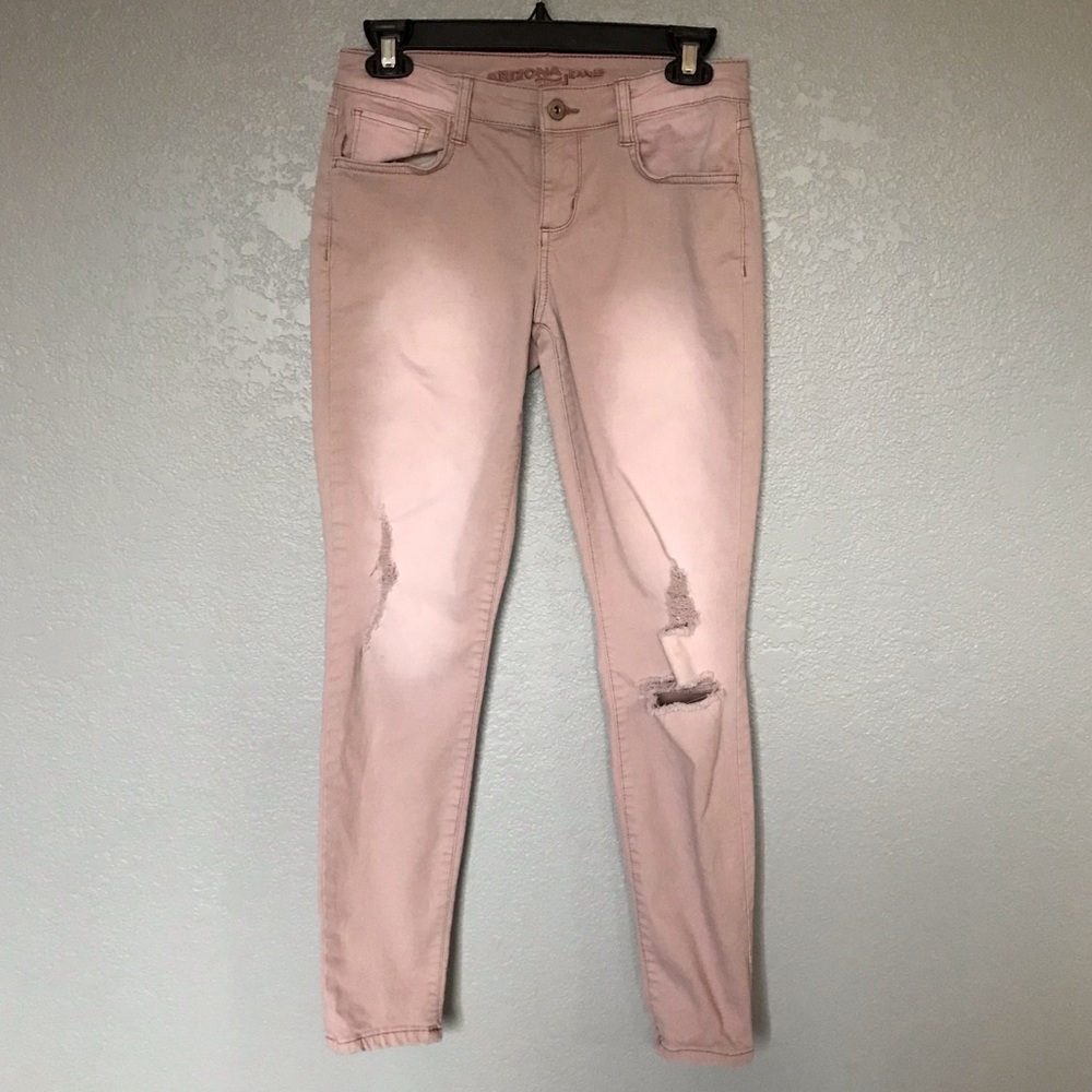 EUC Arizona Blush Pink Skinny Distressed Jeans s3